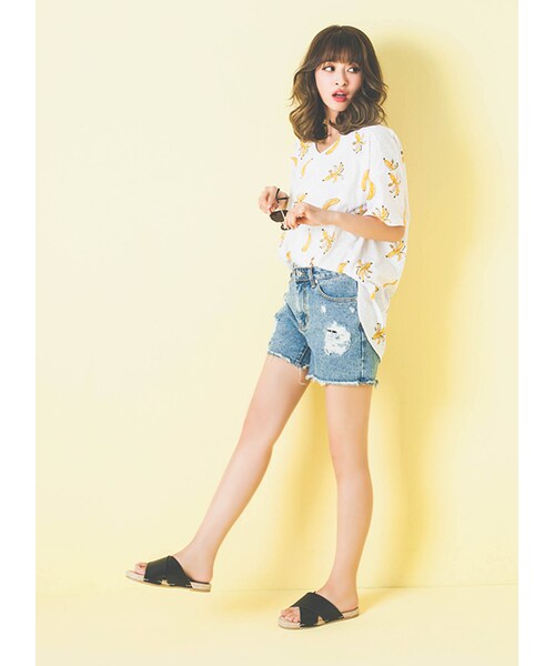 gracegift（グレースギフト）の「韓國率性破損捲邊牛仔短褲（パンツ・レディース・藍・S/M）」の6枚目の写真