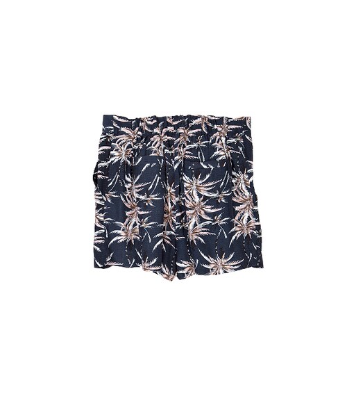 gracegift（グレースギフト）の「韓國熱帶椰樹印花雪紡短褲（パンツ・レディース・深藍/綠・F）」の2枚目の写真