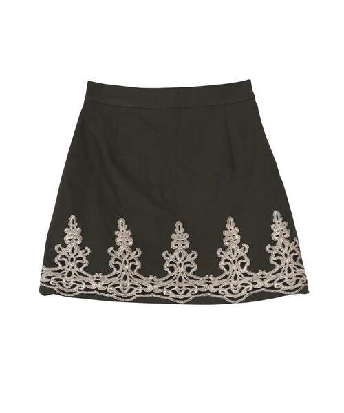 EVRIS（エヴリス）の「エンブロイダリー台形スカート（スカート・レディース・ブラック/カーキ・S/M）」の2枚目の写真