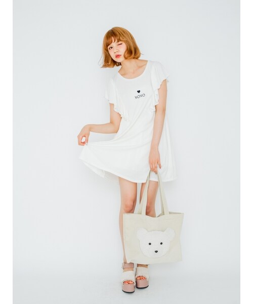 merry jenny(メリージェニー)の「XOXOハートフリルワンピース(ワンピース/ドレス・レディース・オフホワイト/ブラック/アイスブルー・F)」の5枚目の写真