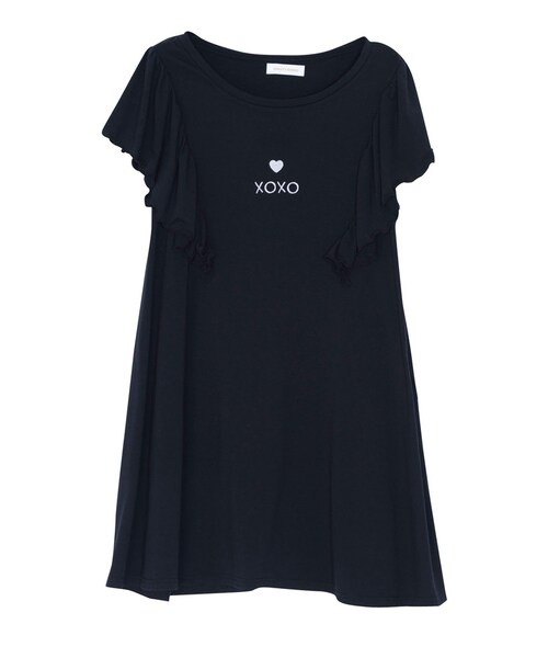 merry jenny(メリージェニー)の「XOXOハートフリルワンピース(ワンピース/ドレス・レディース・オフホワイト/ブラック/アイスブルー・F)」の2枚目の写真