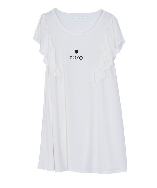 merry jenny(メリージェニー)の「XOXOハートフリルワンピース(ワンピース/ドレス・レディース・オフホワイト/ブラック/アイスブルー・F)」の1枚目の写真