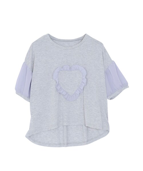 merry jenny(メリージェニー)の「フリルハートTシャツ(トップス・レディース・ライトグレー/ブラック/ネイビー・F)」の2枚目の写真