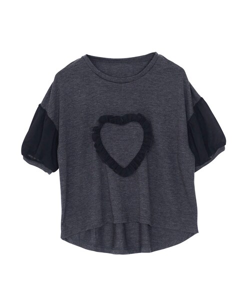 merry jenny(メリージェニー)の「フリルハートTシャツ(トップス・レディース・ライトグレー/ブラック/ネイビー・F)」の1枚目の写真