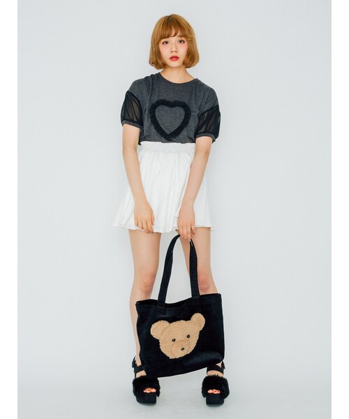 merry jenny(メリージェニー)の「フリルハートTシャツ(トップス・レディース・ライトグレー/ブラック/ネイビー・F)」の5枚目の写真