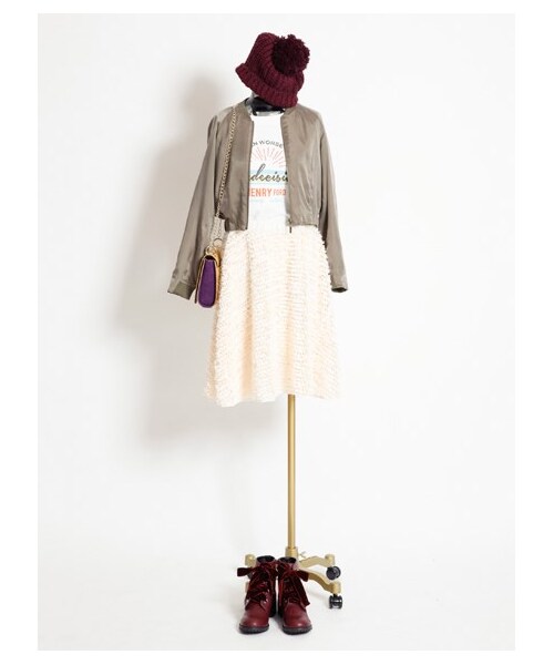 LILY BROWN（リリーブラウン）の「シフォンフリルスカート（膝丈スカート・レディース・OWHT/GRY/NVY・F）」の8枚目の写真