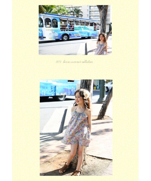 no brand（ノーブランド）の「ワンピース Aライン フリル 小花柄 送料無料 キッズ ベビー 子供服 女の子 首紐結び ホワイト（ワンピース・キッズ・その他）」の3枚目の写真