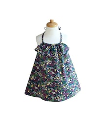 ハンドメイド子供服 上品なネイビーのノースリーブワンピース SHIPS ワンピース KIDS:140〜150cm / フラワー ノースリーブ