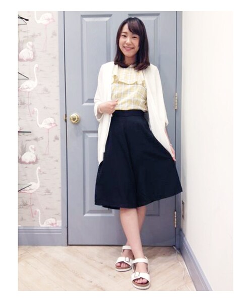 PAGEBOY（ページボーイ）の「サイド編み上げタック入りガウチョパンツ（パンツ・レディース・オフホワイト/ブラック/ブラック系/ブルー/インディゴ）」の14枚目の写真