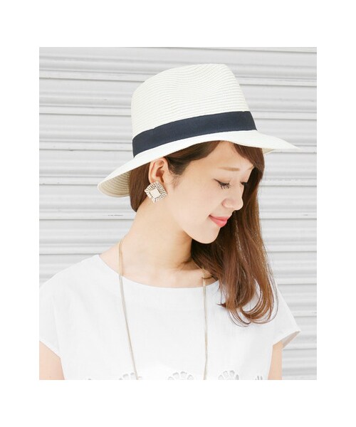 URBAN RESEARCH DOORS(アーバンリサーチドアーズ)の「ペーパーブレードハット(帽子・レディース・BEIGE/WHITE・one)」の3枚目の写真
