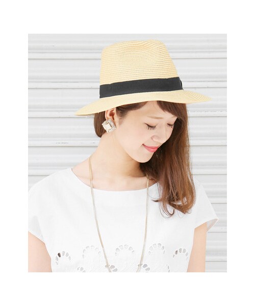 URBAN RESEARCH DOORS(アーバンリサーチドアーズ)の「ペーパーブレードハット(帽子・レディース・BEIGE/WHITE・one)」の4枚目の写真
