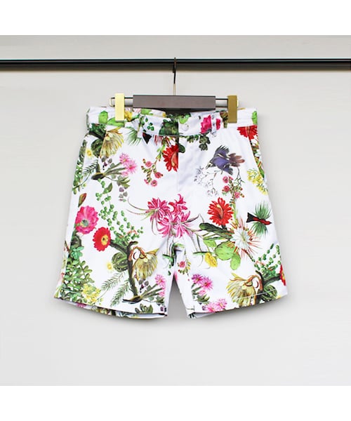 AlexanderLeeChang(アレキサンダーリーチャン)の「Cactus Aloha Beach Town Shorts(パンツ・White/Black・0/2/4)」の2枚目の写真