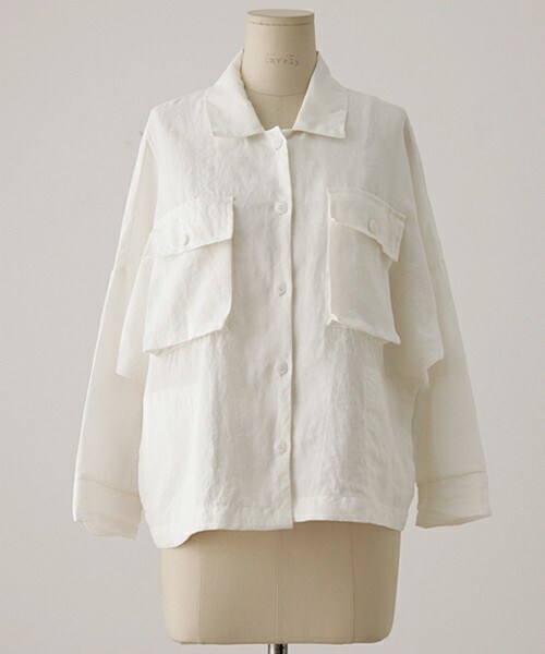 imvely（-）の「パラダイスリネンシャツ（その他アウター・レディース・khaki/ivory・one size）」の2枚目の写真