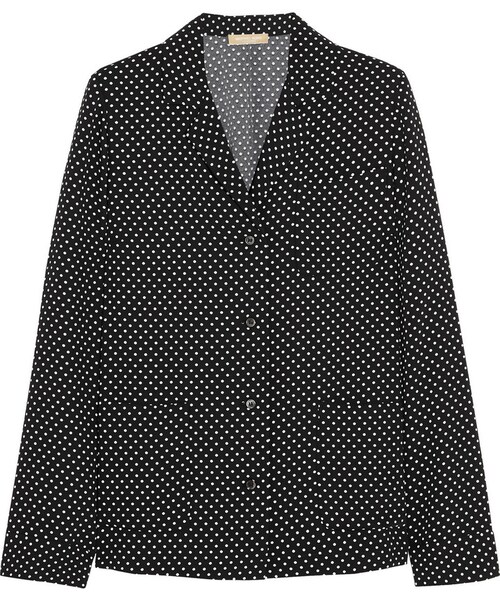 MICHAEL KORS(マイケルコース)の「Michael Kors Polka-Dot Satin-Crepe Shirt(シャツ/ブラウス・レディース・Black・12/6/4/10/8)」の1枚目の写真