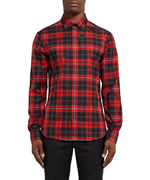 GIVENCHY（ジバンシイ）の「Givenchy Slim-Fit Appliquéd Checked Cotton-Twill Shirt（シャツ/ブラウス・メンズ・Red・EU 38 (UK/US 15)/EU 39 (UK/US 15.5)/EU 43 (UK/US 17)）」の4枚目の写真