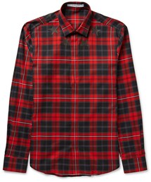 GIVENCHY | Givenchy Slim-Fit Appliquéd Checked Cotton-Twill Shirt(シャツ/ブラウス)
