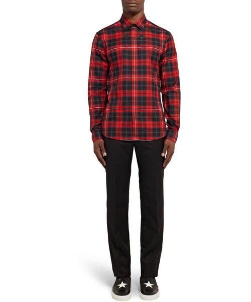 GIVENCHY（ジバンシイ）の「Givenchy Slim-Fit Appliquéd Checked Cotton-Twill Shirt（シャツ/ブラウス・メンズ・Red・EU 38 (UK/US 15)/EU 39 (UK/US 15.5)/EU 43 (UK/US 17)）」の3枚目の写真