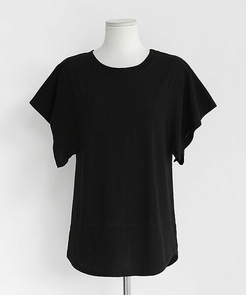 DHOLIC（ディーホリック）の「ルーズスリーブラウンドネックTシャツ（Tシャツ/カットソー・レディース・ベージュ/ブラック/ホワイト/ライトオレンジ・FREE）」の3枚目の写真