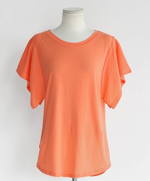 DHOLIC（ディーホリック）の「ルーズスリーブラウンドネックTシャツ（Tシャツ/カットソー・レディース・ベージュ/ブラック/ホワイト/ライトオレンジ・FREE）」の4枚目の写真