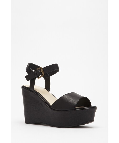 FOREVER 21（フォーエバー トゥエンティーワン）の「FOREVER 21 Classic Faux Leather Wedges（サンダル・レディース・Black/Red・5.5/6/6.5/7/7.5/8/8.5/9/10）」の12枚目の写真