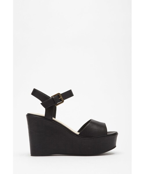 FOREVER 21（フォーエバー トゥエンティーワン）の「FOREVER 21 Classic Faux Leather Wedges（サンダル・レディース・Black/Red・5.5/6/6.5/7/7.5/8/8.5/9/10）」の8枚目の写真