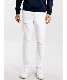 TOPMAN | White Ripped Stretch Skinny Jeans(デニムパンツ)