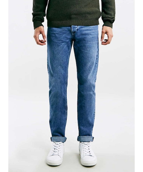 TOPMAN(トップマン)の「Ltd Blue Broken Twill Slim Tapered Jeans(デニムパンツ・メンズ・Blue・28S/30S/32S/28R/30R/32R/34R/30L/32L)」の1枚目の写真