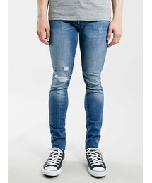 TOPMAN | Vintage Tint Rips Stretch Skinny Jeans(デニムパンツ)