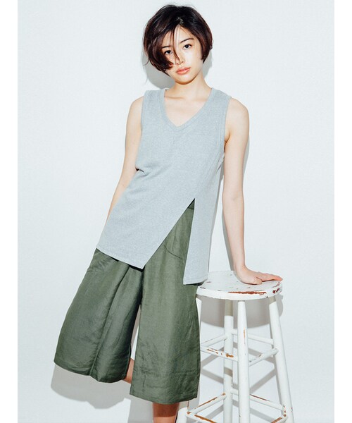 FLOVE(フローブ)の「リネンガウチョパンツ(パンツ・レディース・ホワイト/カーキ・F)」の5枚目の写真