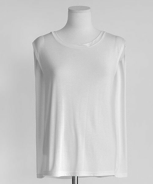 DHOLIC（ディーホリック）の「ユニークノースリーブTシャツ（Tシャツ/カットソー・レディース・アイボリー/カーキ/ブルーグレー・FREE）」の2枚目の写真