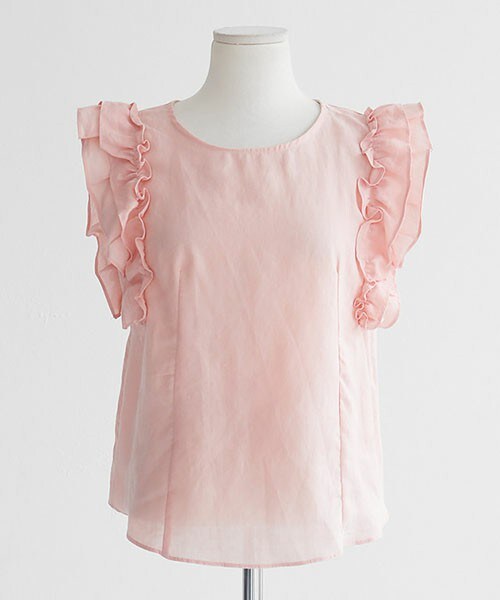 DHOLIC（ディーホリック）の「ノースリーブフリルブラウス（シャツ/ブラウス・レディース・ホワイト/ピンク/カーキ・FREE）」の3枚目の写真