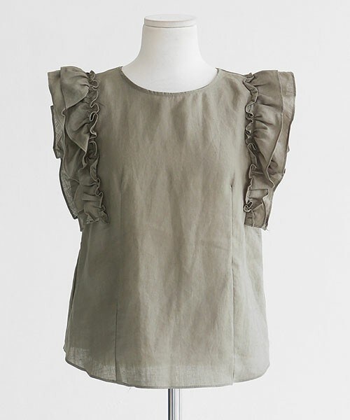 DHOLIC（ディーホリック）の「ノースリーブフリルブラウス（シャツ/ブラウス・レディース・ホワイト/ピンク/カーキ・FREE）」の2枚目の写真