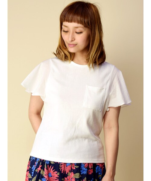 w closet（ダブルクローゼット）の「ポケ付き袖フリルプルオーバー（トップス・レディース・オフホワイト/グレー/カーキ・FREE）」の4枚目の写真