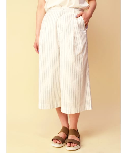 w closet（ダブルクローゼット）の「ストライプガウチョパンツ（パンツ・レディース・オフホワイト/ネイビー・FREE）」の3枚目の写真