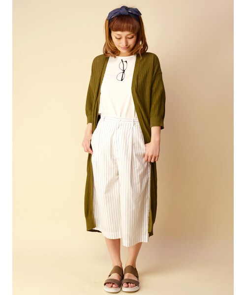 w closet（ダブルクローゼット）の「ストライプガウチョパンツ（パンツ・レディース・オフホワイト/ネイビー・FREE）」の10枚目の写真