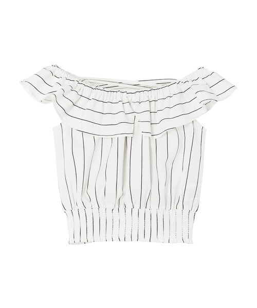 MURUA（ムルーア）の「【FEMININE】フリルシャーリングブラウス（トップス・レディース・ホワイト/ミックス・F）」の9枚目の写真