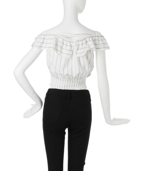 MURUA（ムルーア）の「【FEMININE】フリルシャーリングブラウス（トップス・レディース・ホワイト/ミックス・F）」の5枚目の写真