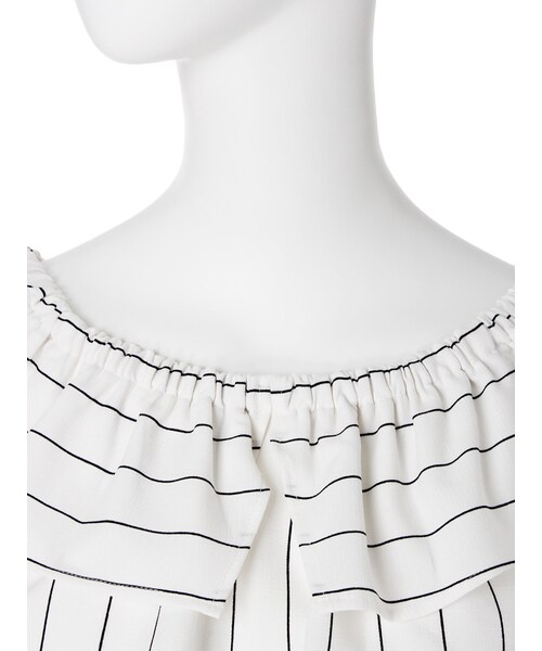 MURUA（ムルーア）の「【FEMININE】フリルシャーリングブラウス（トップス・レディース・ホワイト/ミックス・F）」の6枚目の写真