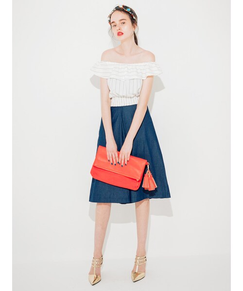 MURUA（ムルーア）の「【FEMININE】フリルシャーリングブラウス（トップス・レディース・ホワイト/ミックス・F）」の3枚目の写真