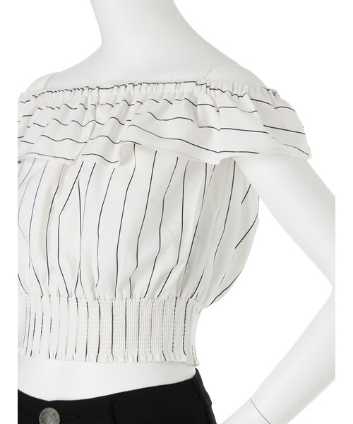 MURUA（ムルーア）の「【FEMININE】フリルシャーリングブラウス（トップス・レディース・ホワイト/ミックス・F）」の7枚目の写真