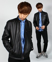 UNION STATION | <smart 11月号 P.37掲載アイテム  SINGLE RIDERS/ラムレザーシングルライダースブルゾン(ライダースジャケット)