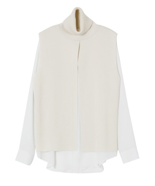 LAGUNAMOON(ラグナムーン)の「スリットレイヤードプルオーバー(トップス・レディース・ホワイト/チャコールグレー)」の1枚目の写真