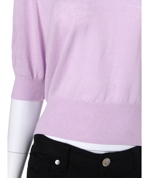 MERCURYDUO（マーキュリーデュオ）の「【DUO】オフショルVネック半袖ニット（トップス・レディース・オフホワイト/ライトイエロー/ネイビー/ラベンダー・F）」の10枚目の写真