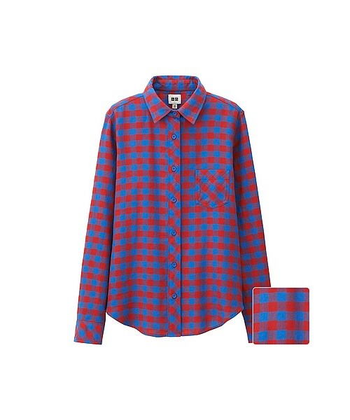 UNIQLO(ユニクロ)の「WOMEN ライトフランネルチェックシャツ(長袖)B(シャツ/ブラウス・レディース・RED/BLACK/BLUE/DARK GREEN・XXL/XL/3XL/S/M/L)」の1枚目の写真