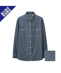 UNIQLO | WOMEN シャンブレーロングシャツ（長袖）＋E(シャツ/ブラウス)