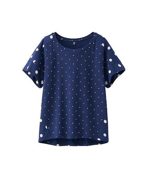 UNIQLO（ユニクロ）の「WOMEN ドットボックスT（半袖）（Tシャツ/カットソー・レディース・GRAY/OFF WHITE/PINK/BLUE/BLACK・S/M/XL/3XL/L/XXL）」の4枚目の写真