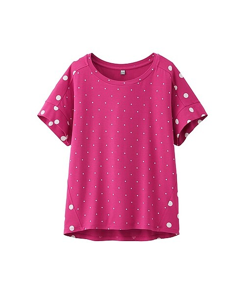 UNIQLO（ユニクロ）の「WOMEN ドットボックスT（半袖）（Tシャツ/カットソー・レディース・GRAY/OFF WHITE/PINK/BLUE/BLACK・S/M/XL/3XL/L/XXL）」の5枚目の写真