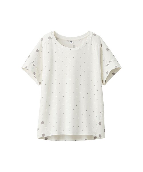 UNIQLO（ユニクロ）の「WOMEN ドットボックスT（半袖）（Tシャツ/カットソー・レディース・GRAY/OFF WHITE/PINK/BLUE/BLACK・S/M/XL/3XL/L/XXL）」の2枚目の写真