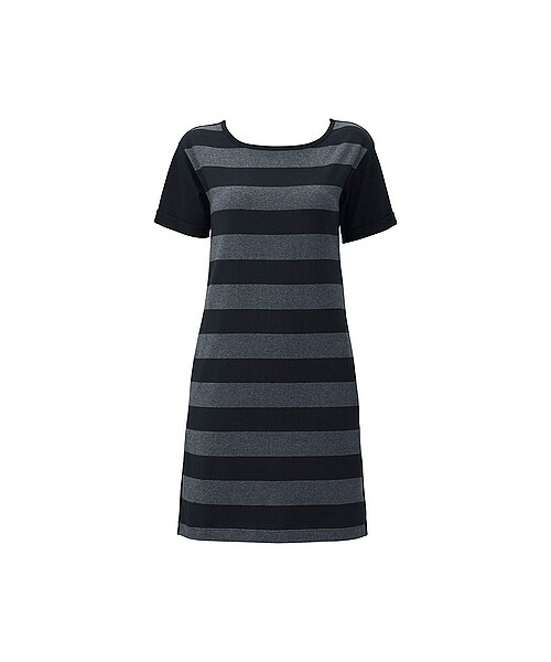 UNIQLO（ユニクロ）の「WOMEN ボーダーワンピース（半袖）（ワンピース・レディース・WINE/DARK GRAY/GREEN・L/XXL/S/M/XL）」の2枚目の写真