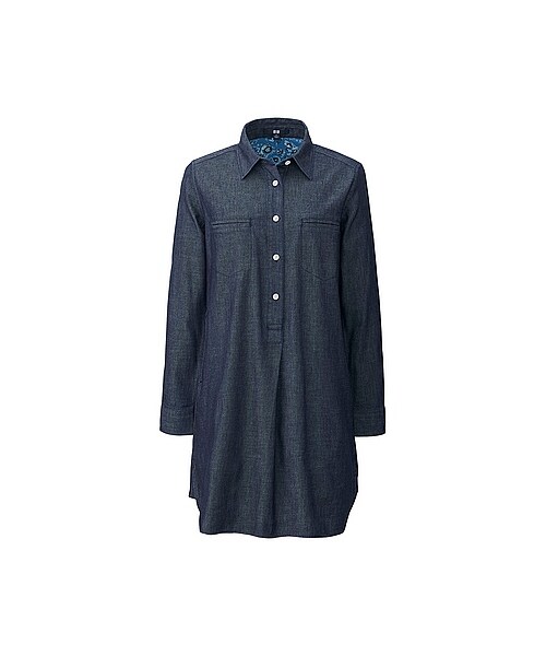 UNIQLO（ユニクロ）の「WOMEN デニムワンピース（長袖）（ワンピース・レディース・BLUE/NAVY・XL/M/XXL/L/S）」の2枚目の写真